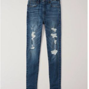 A&F Ripped High Rise Super Skinny - Medium Wash